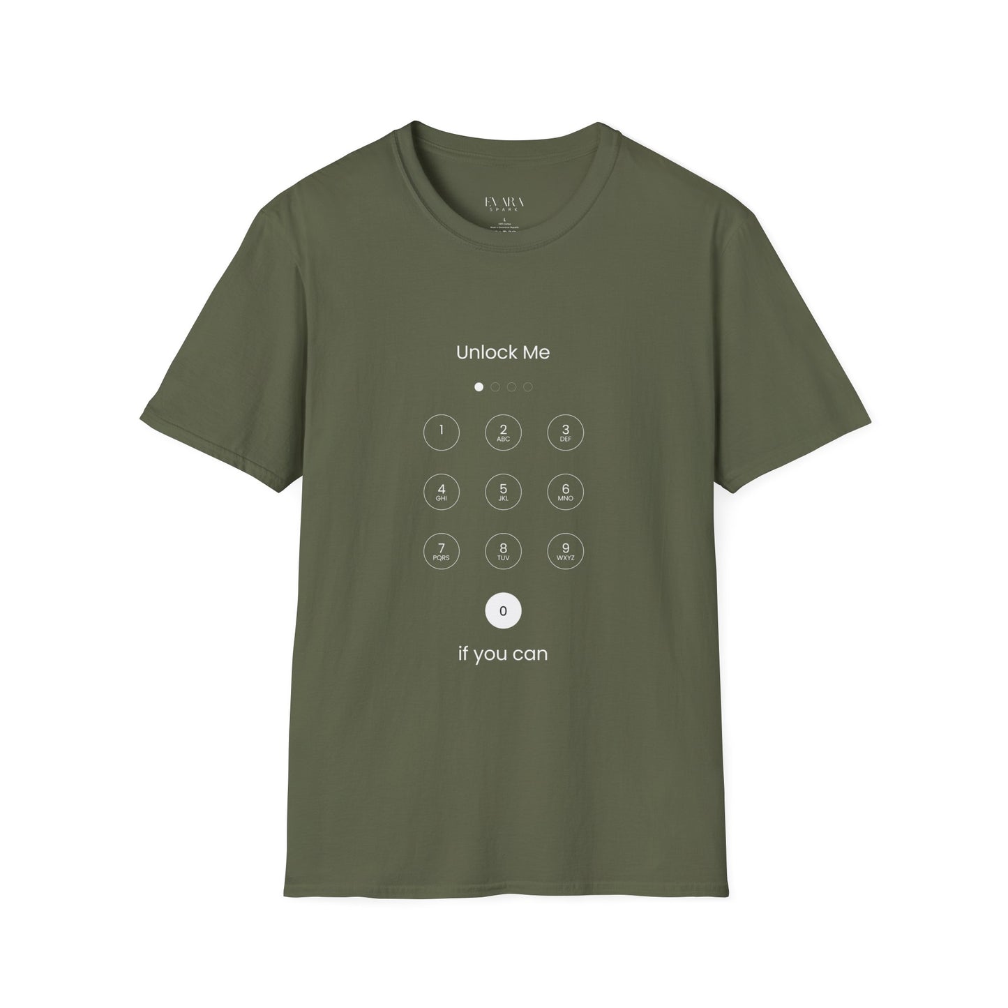 Ribbed knit collar and soft cotton fabric on "Unlock Me" unisex graphic tee – durable and comfortable