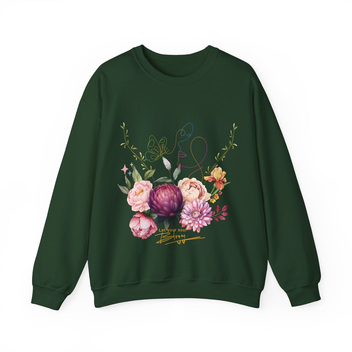 Floral Inspirational Crewneck Sweatshirt– Let the Soul Bloom Women's Cozy Pullover