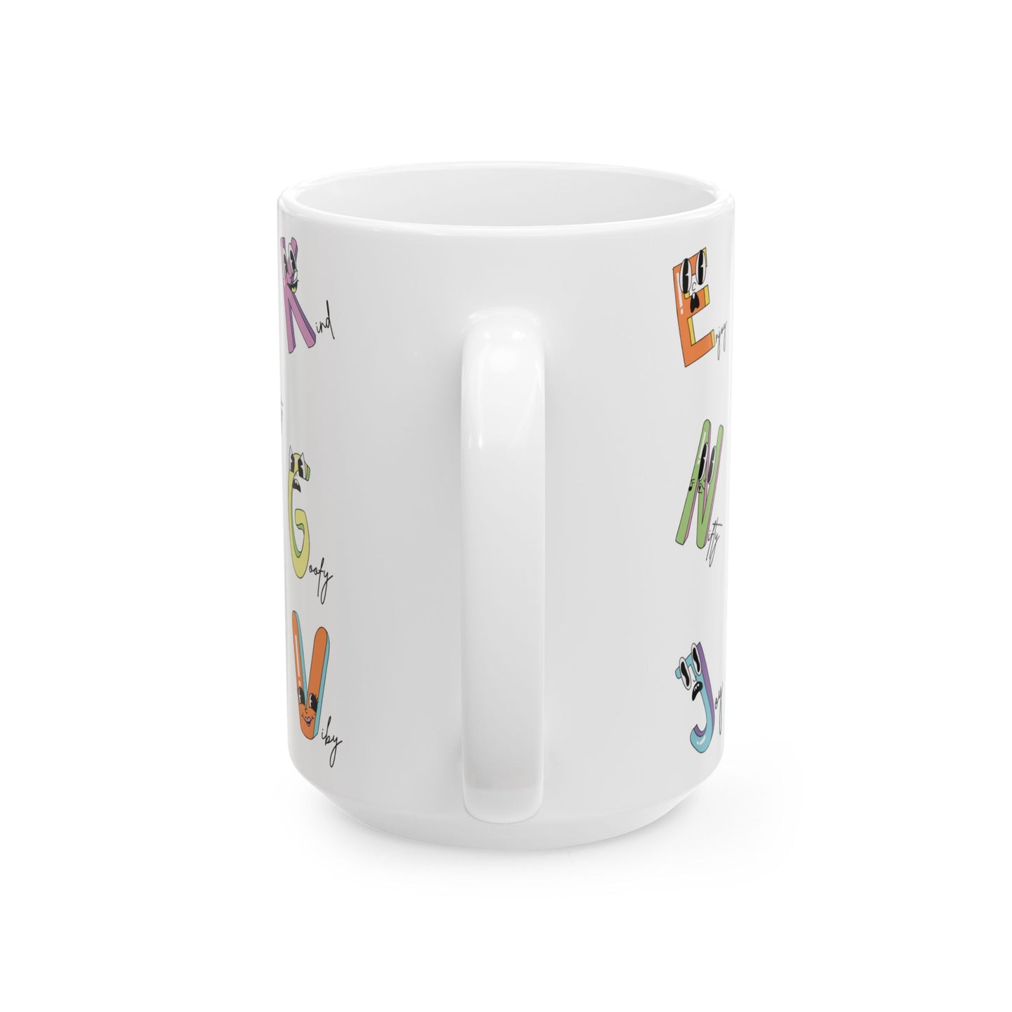 Whimsical Alphabet Ceramic Mug 15 oz - Fun and Unique Gift for All Ages