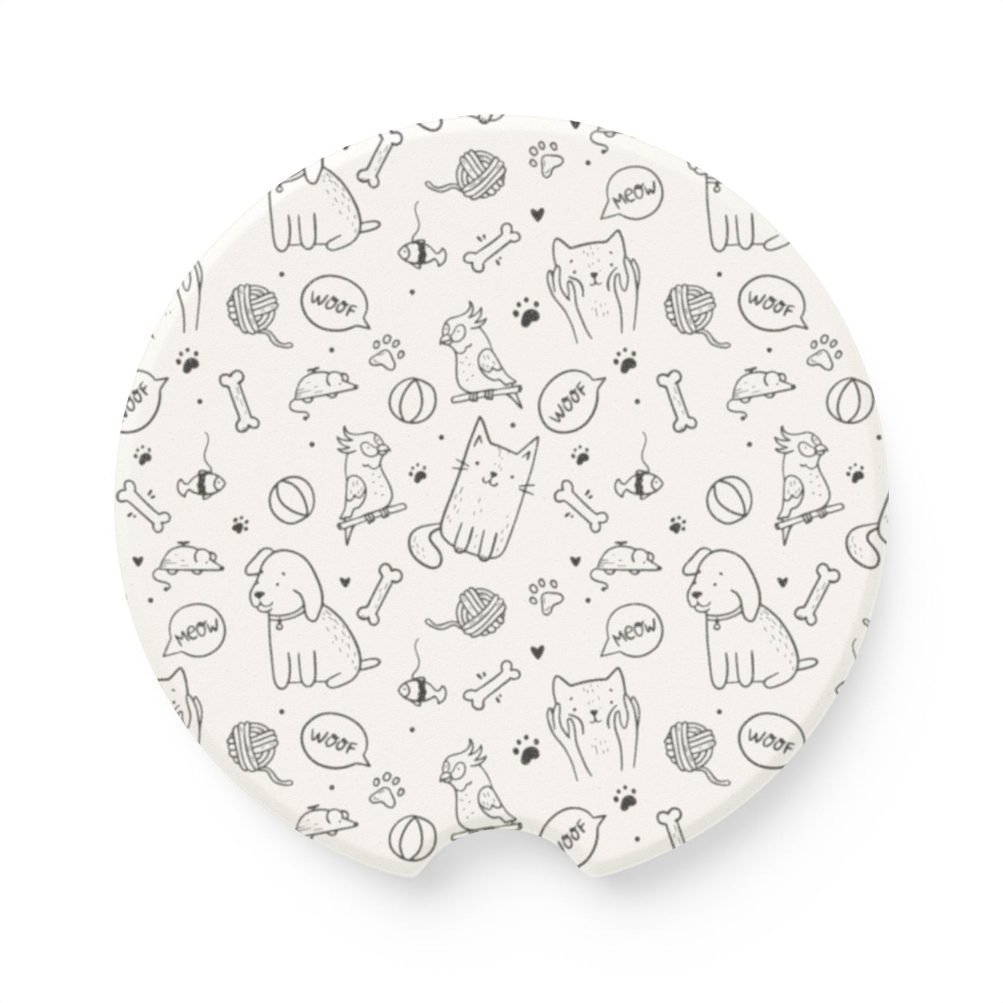 Cute Pets Soapstone Car Coaster (Set of 2)| Dog and Cat Design