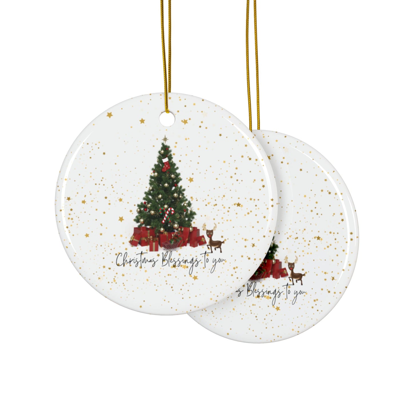 Holiday double side designed ceramic Ornaments