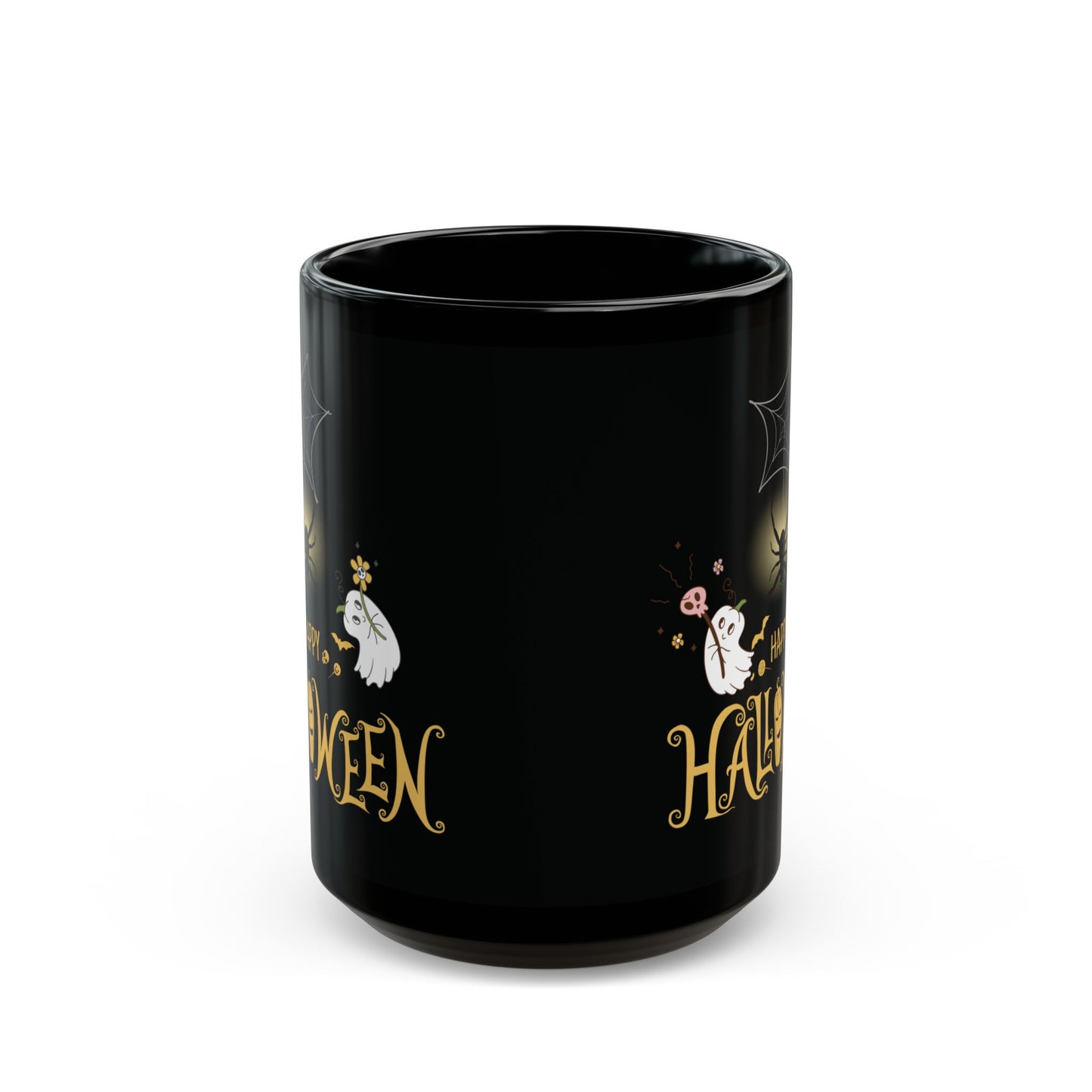 Spooky Black Halloween Wishes Mug – Ceramic Coffee Cup with Festive Fall Vibes