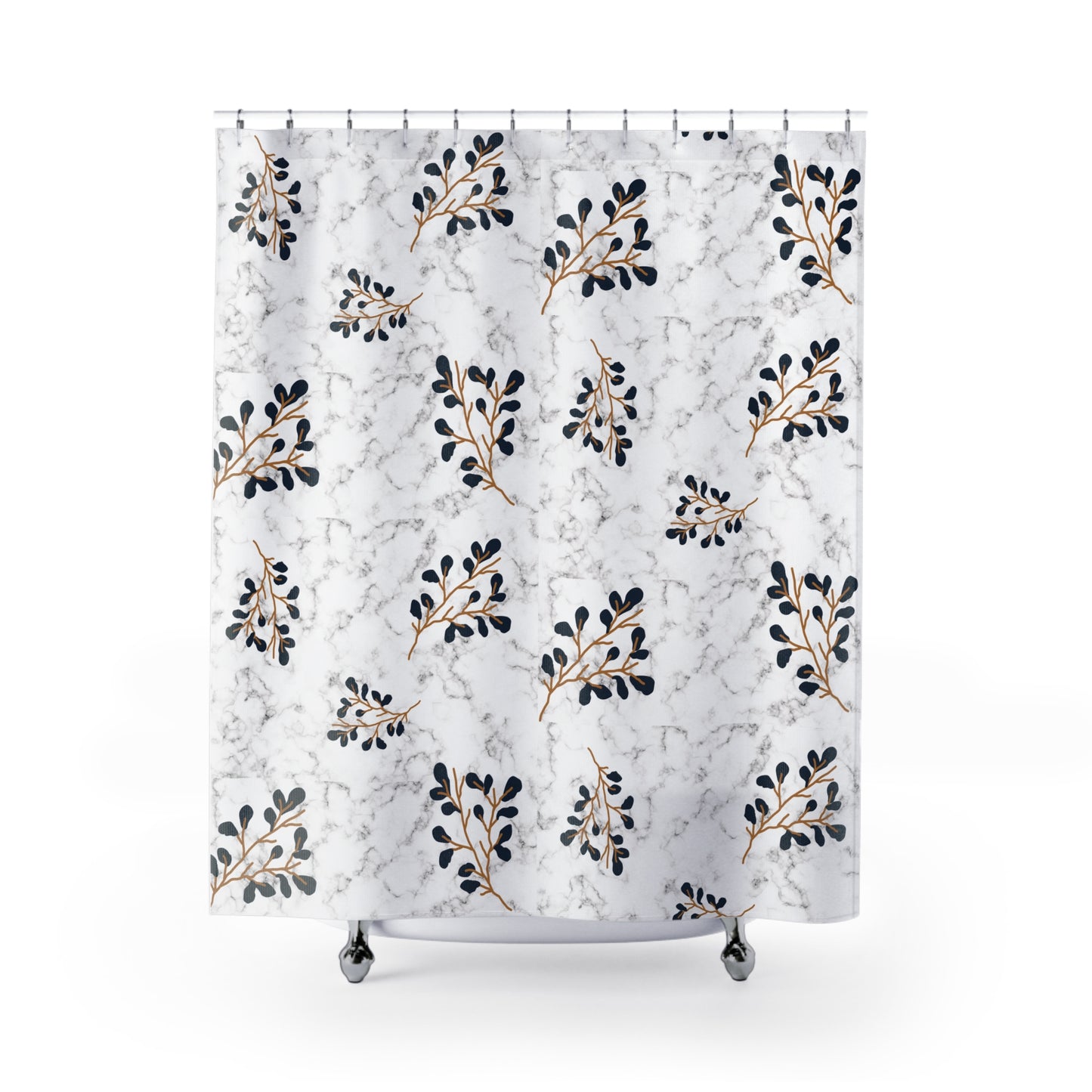 Elegant Leafy Print Shower Curtain