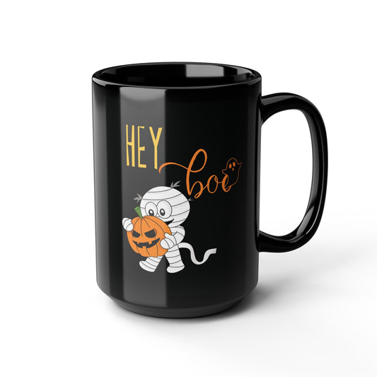 'Hey Boo' Halloween Themed Black Ceramic Glossy Finish Mug