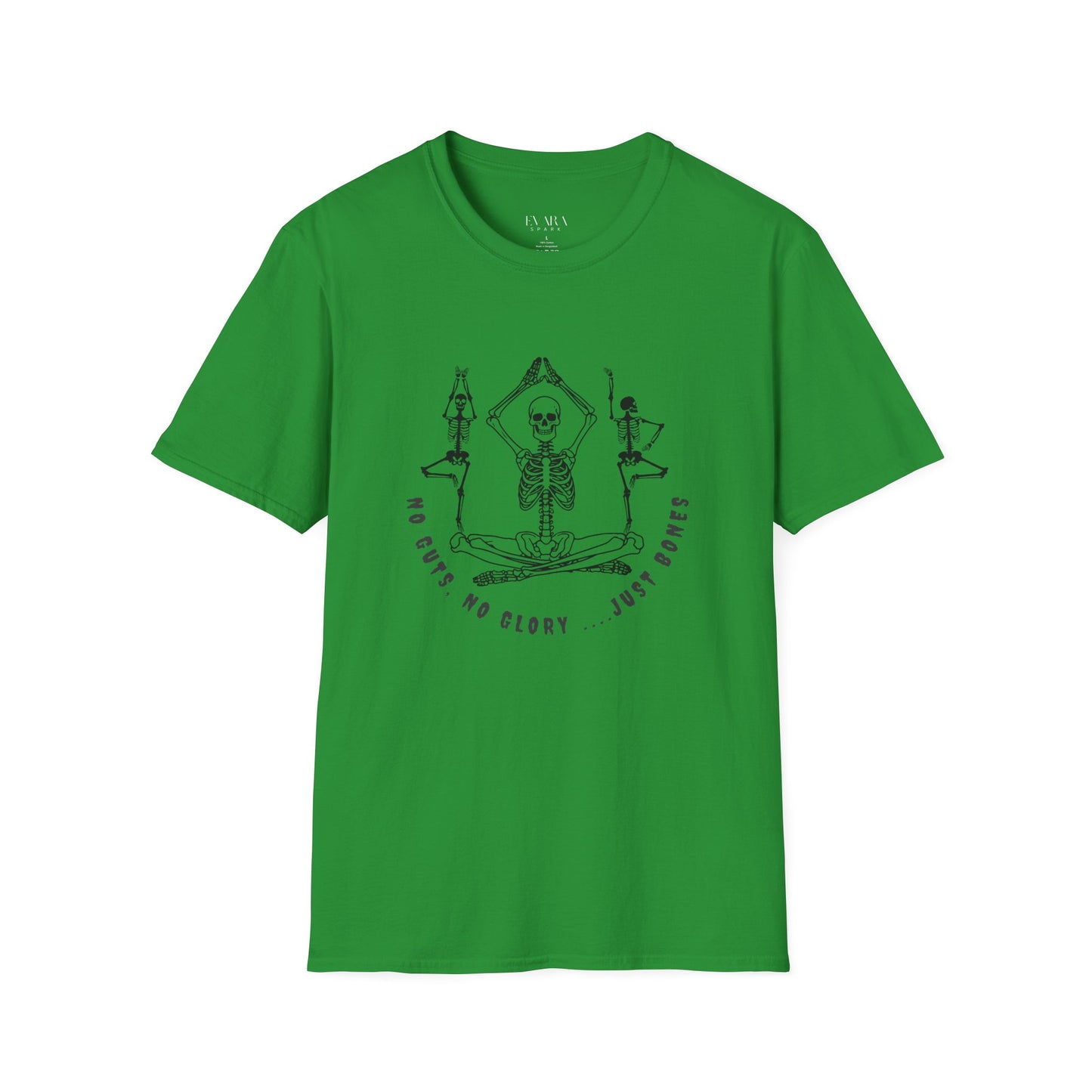 halloween unisex green t-shits with a skeleton graphic
 