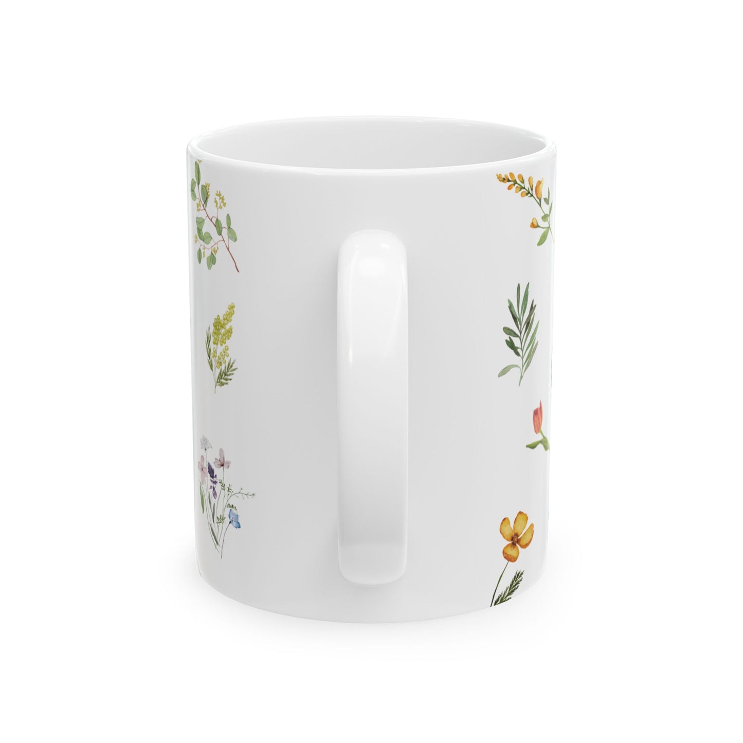 Botanical Floral Ceramic Mug - Enjoy & Relax Design (11oz, 15oz)
