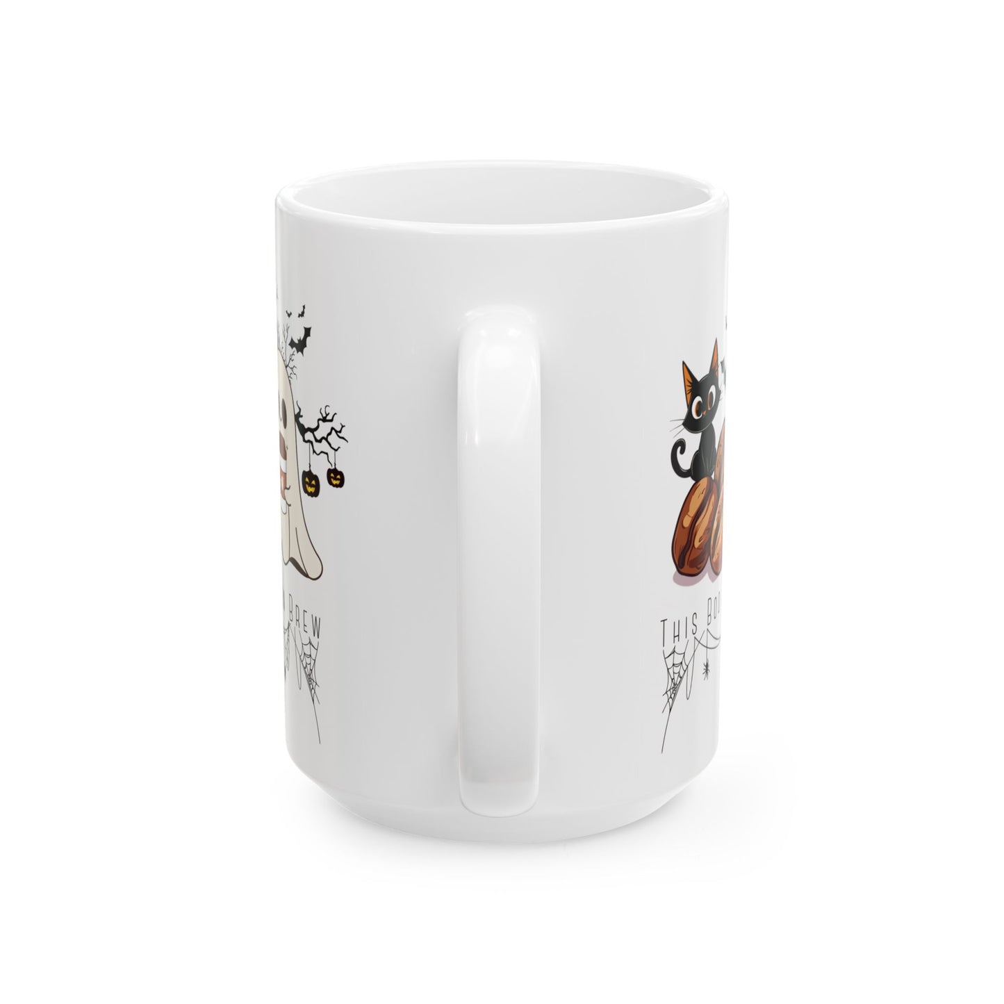 'This Boo Runs on Brew' Halloween Mug, Cute 15oz Ceramic Mug for Fall & Spooky Season