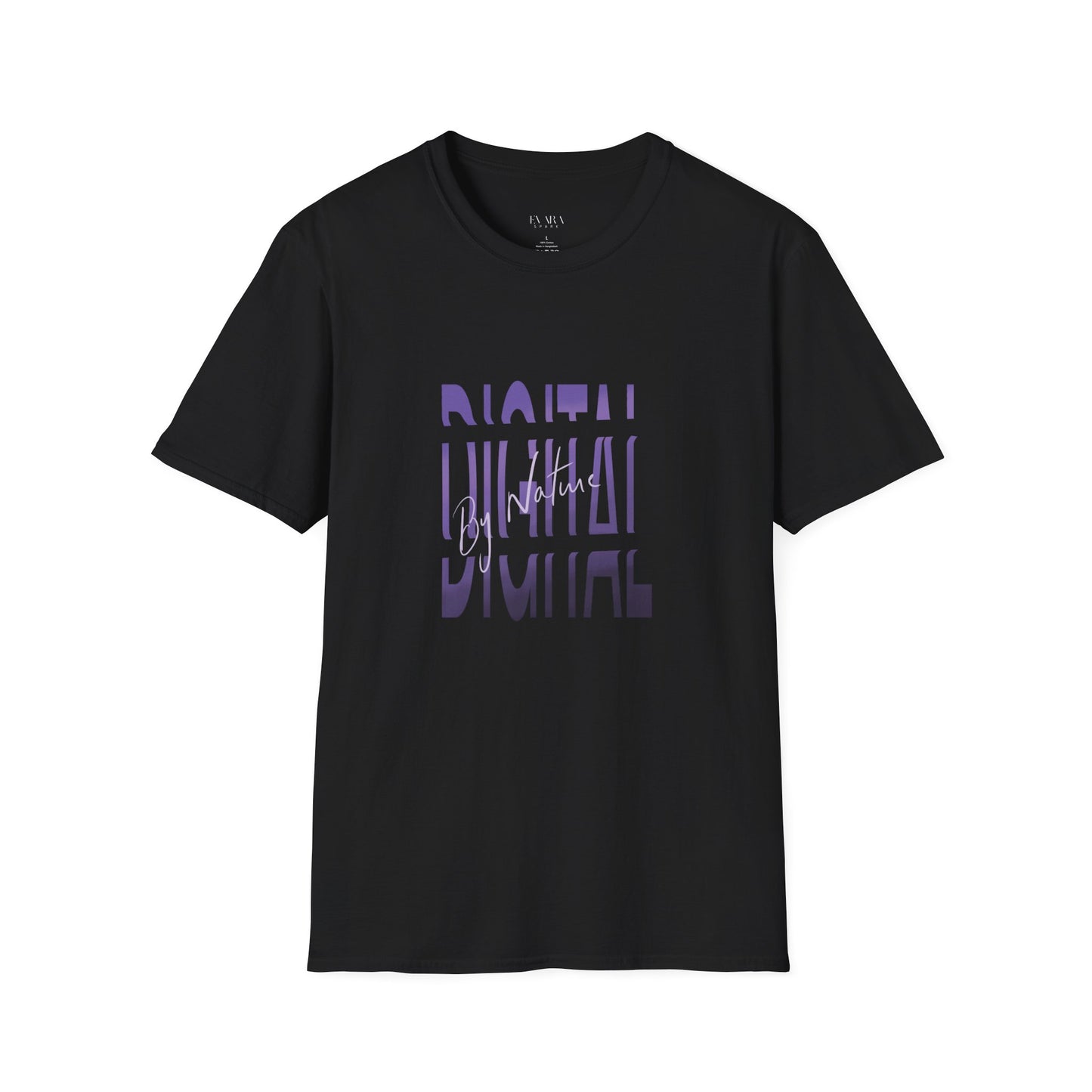 digital by nature black t-shirt for men