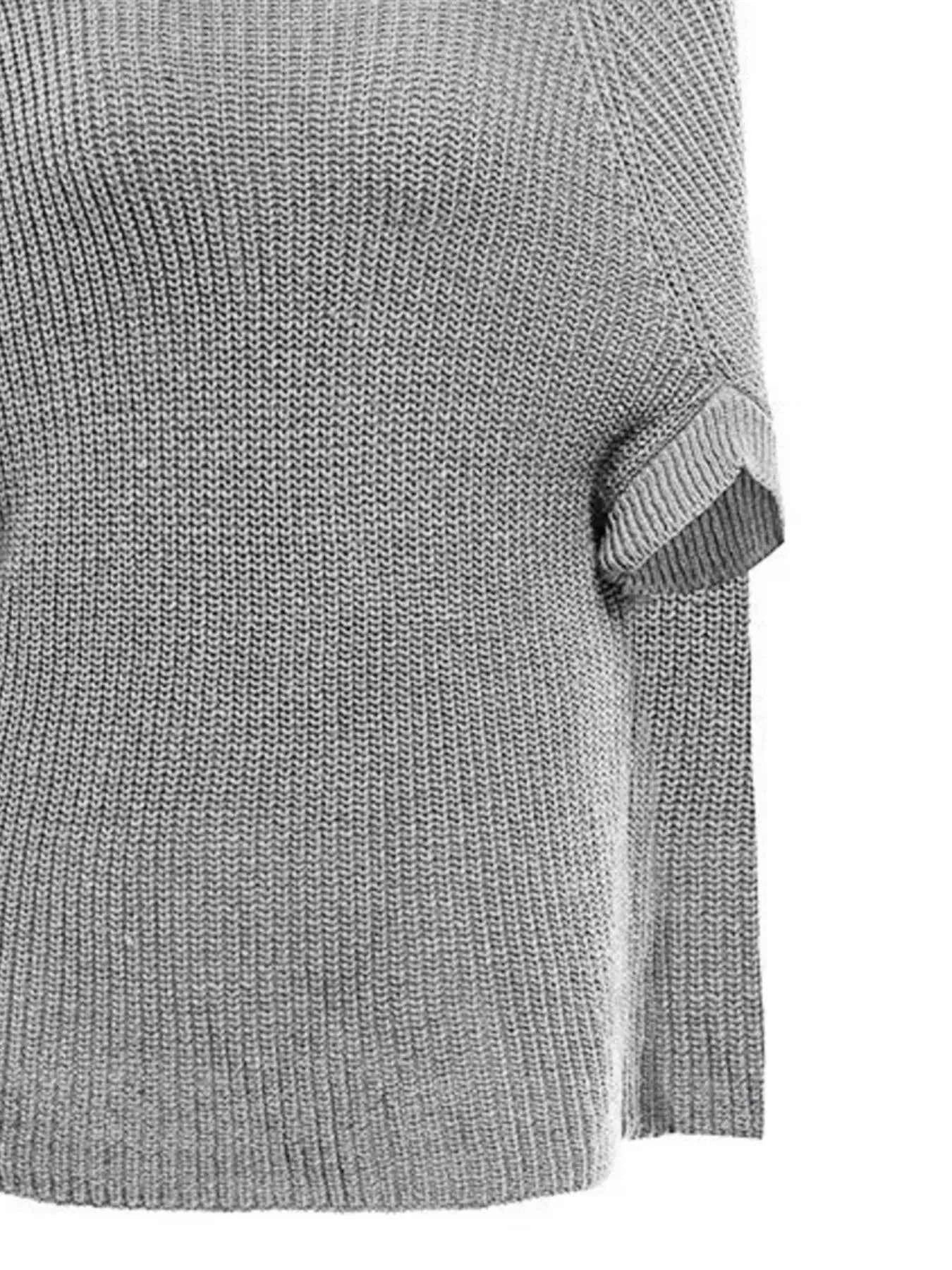 Full Size Turtleneck Knitted Cape Sweater Plus Size