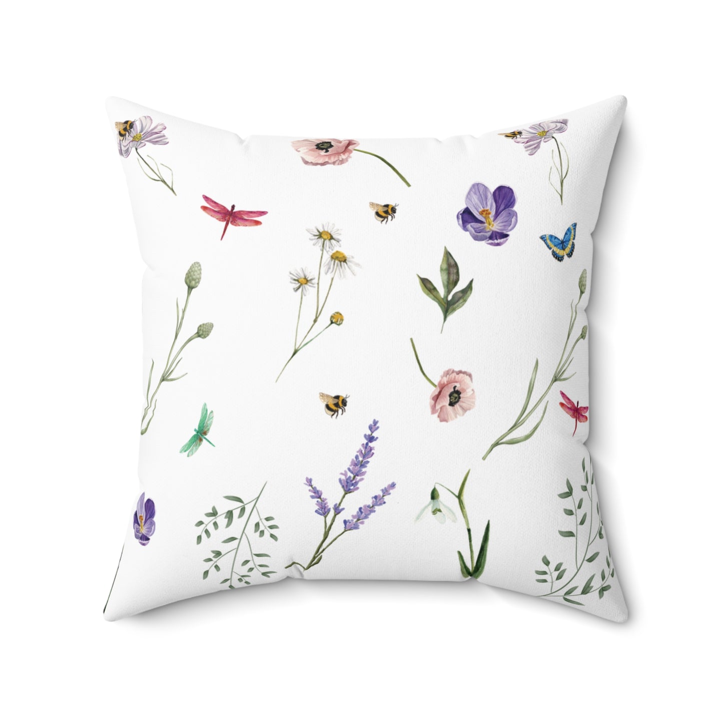 Charming Blooms: Soft Square Pillow with Floral Design