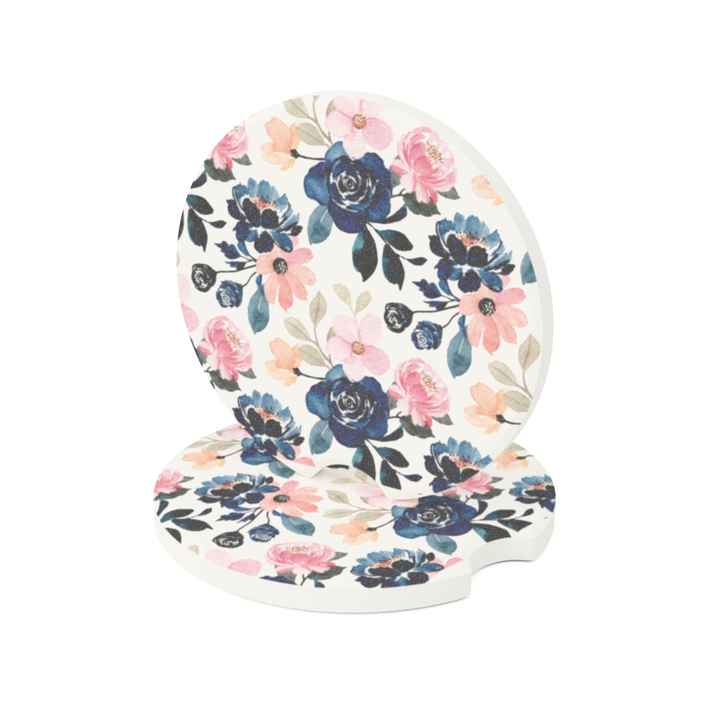 Floral Soapstone Car Coaster (set of 2)