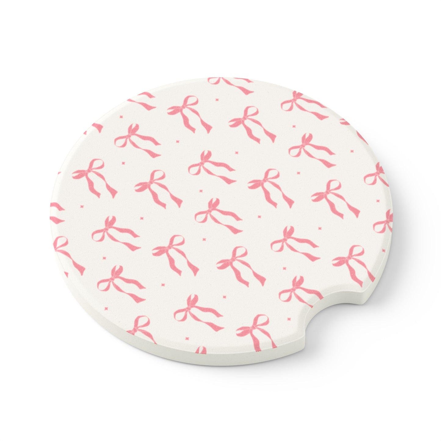 Pink Ribbon Soapstone Car Coaster (set of 2) - Cute & Functional Drink Holder