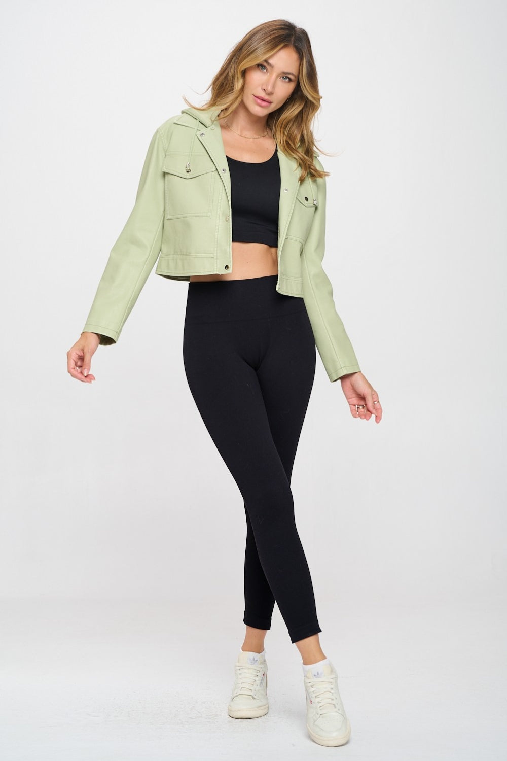 Snap Down Cropped Hooded Jacket