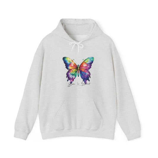 Soft Midweight Women's Hoodie – Colorful Butterfly "Born to Be Gradient" Graphic Pullover Sweatshirt