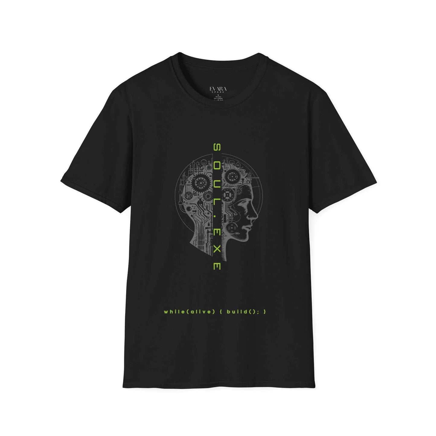 Digital Soul T-Shirt - Futuristic Tech Head Graphic Tee (SOUL.EXE)