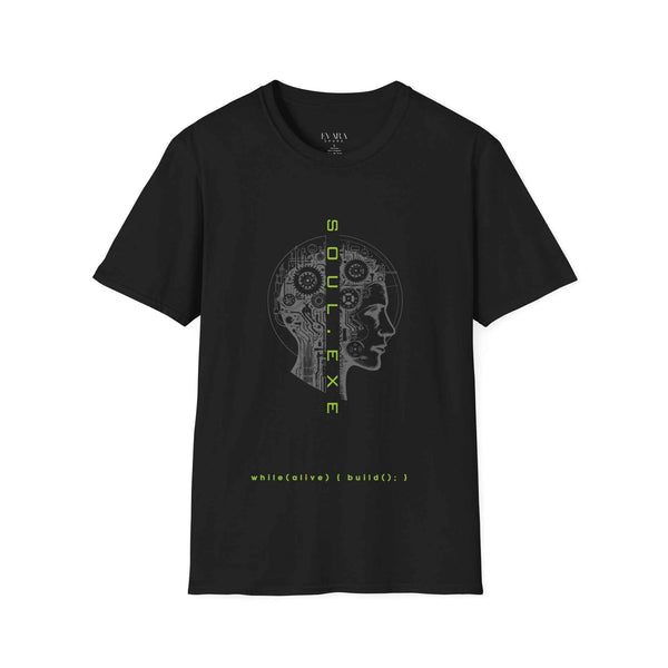 Digital Soul T-Shirt - Futuristic Tech Head Graphic Tee (SOUL.EXE)