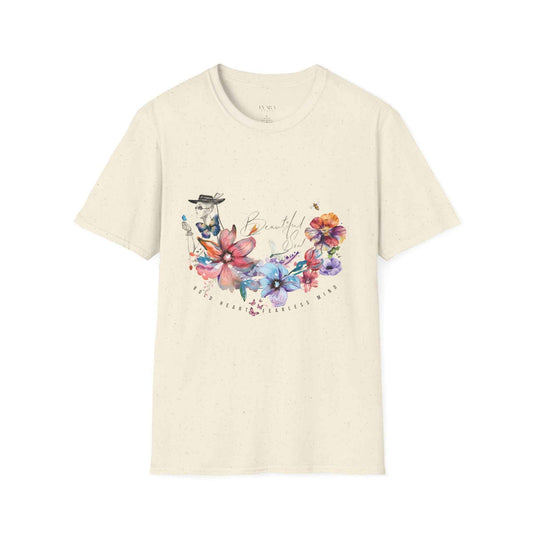 'Bold Heart Fearless Mind' Inspirational Floral Graphic Women's T-Shirt ,