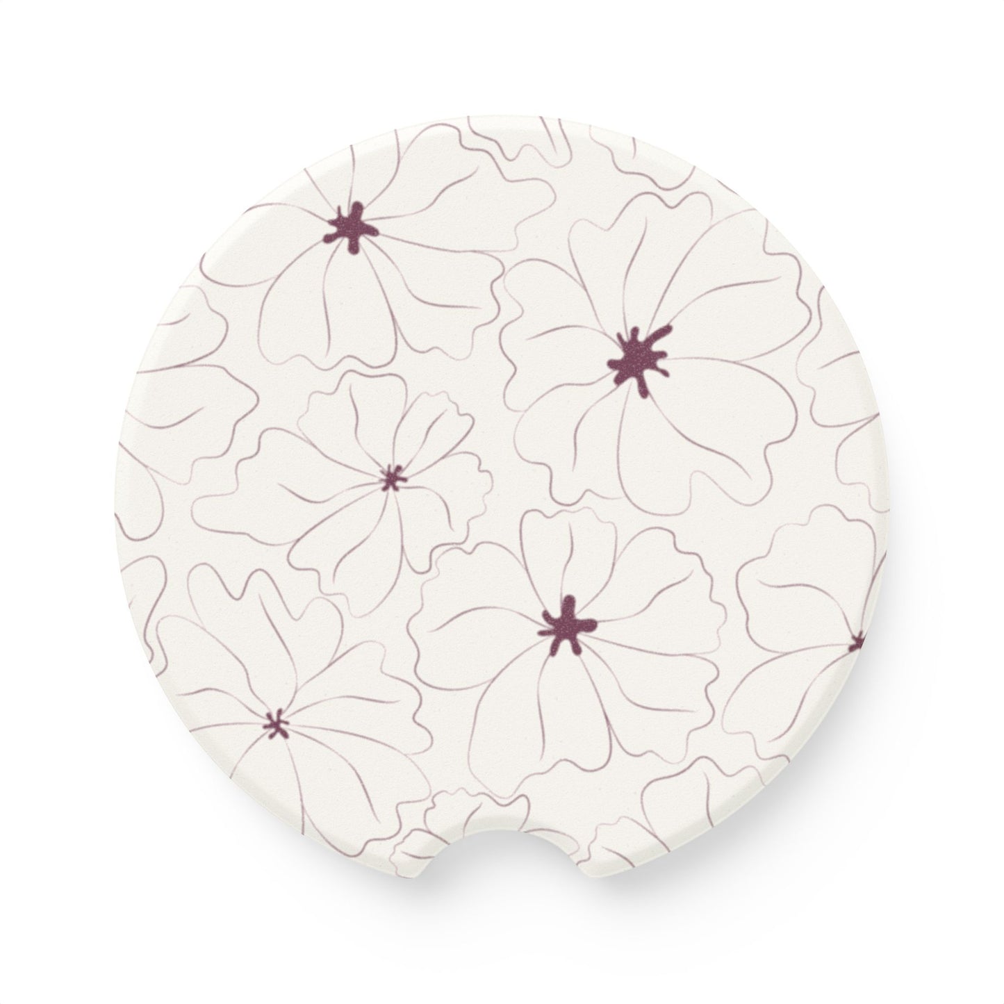 Floral Soapstone Car Coaster (Set of 2) - Stylish & Functional Drink Holder