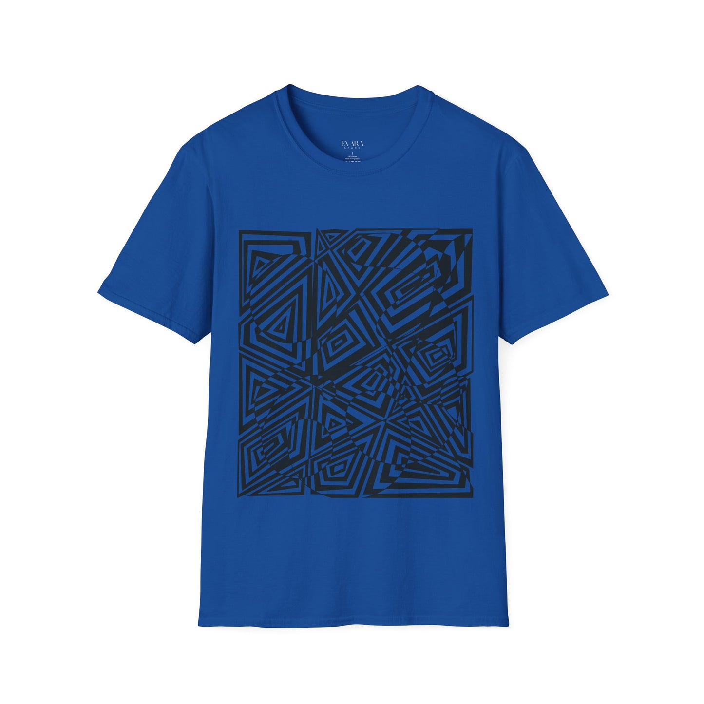 Hand drawn Geometric Maze Tee- Black Optical Illusion T-Shirt for Men