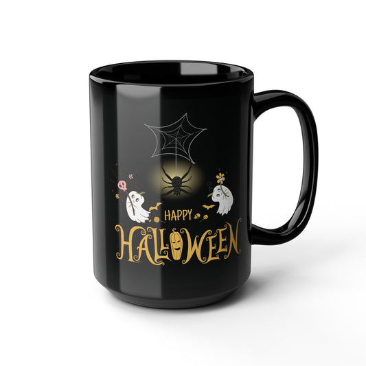 Spooky Black Halloween Wishes Mug – Ceramic Coffee Cup with Festive Fall Vibes