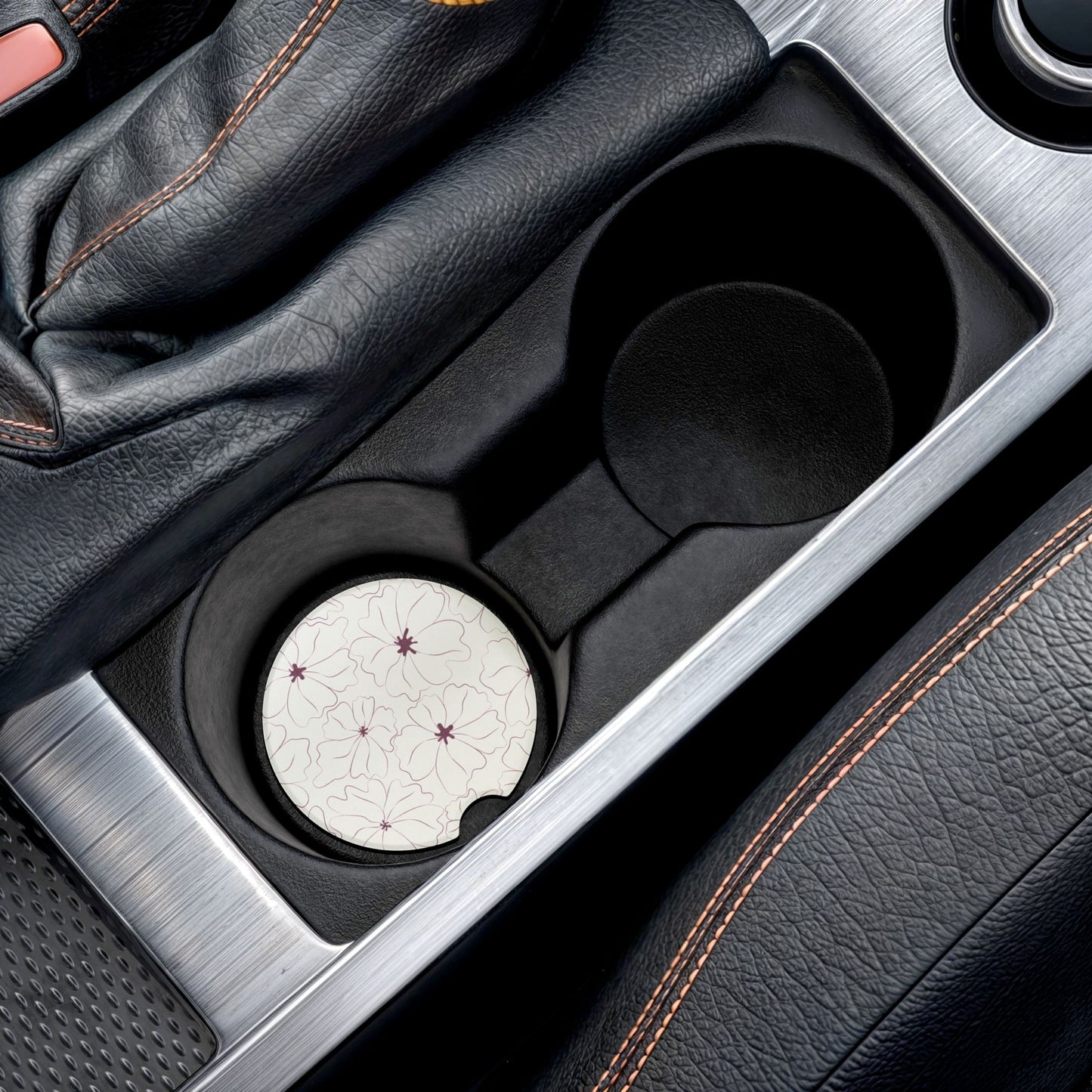 Floral Soapstone Car Coaster (Set of 2) - Stylish & Functional Drink Holder