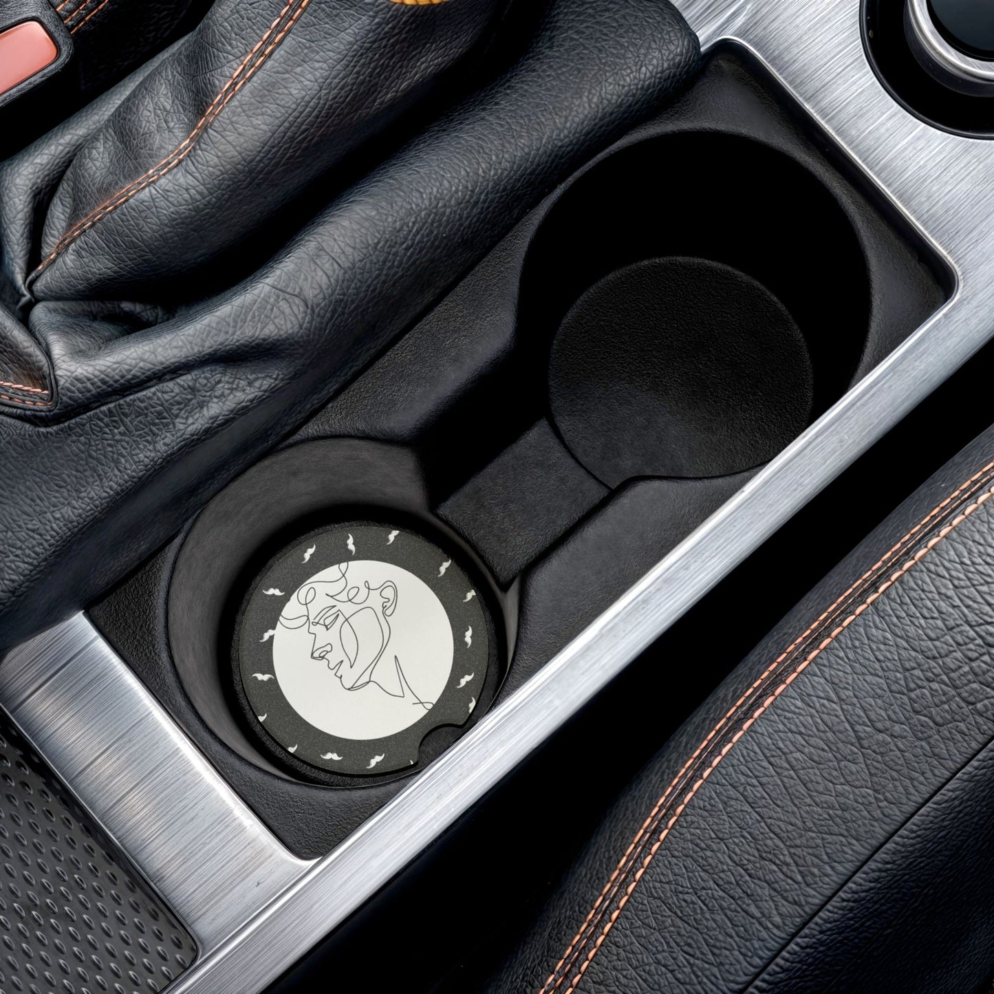 Artistic Soapstone Car Coaster - Modern Face Design