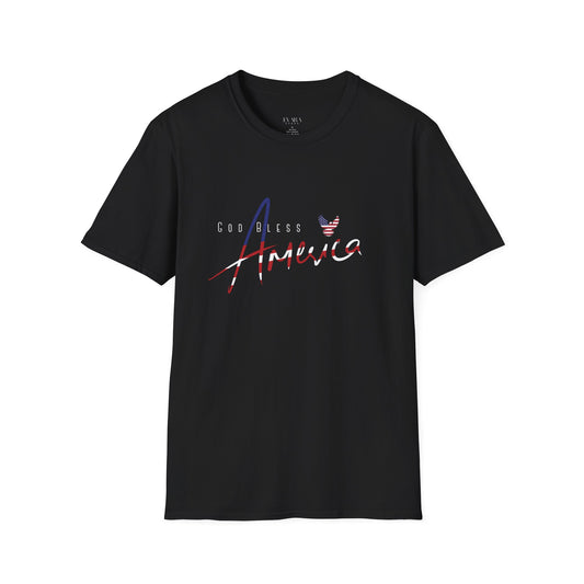 God Bless America Patriotic Script Tee