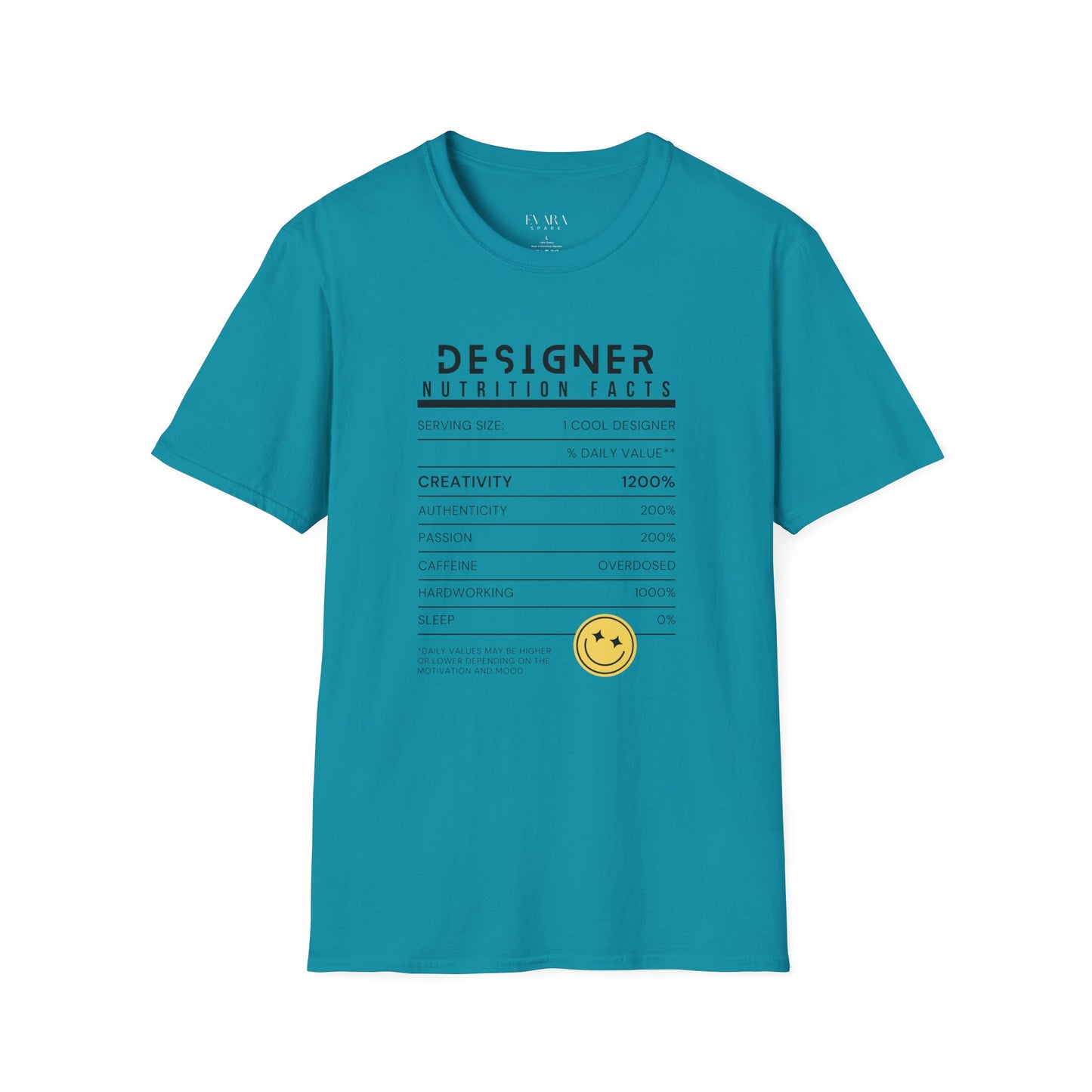 Designer Nutrition Facts Unisex T-Shirt - Creative & Motivational Apparel