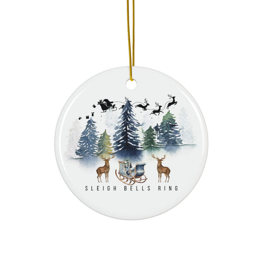 'Sleigh Bells Ring' Christmas Ceramic Ornament