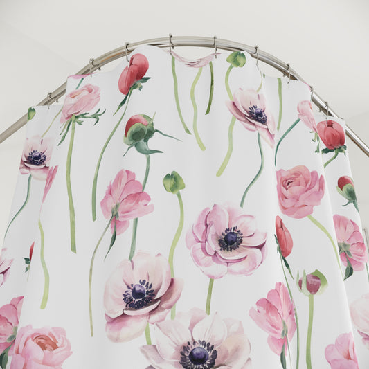 Soft Elegance: Pink Floral Beauty Shower Curtain