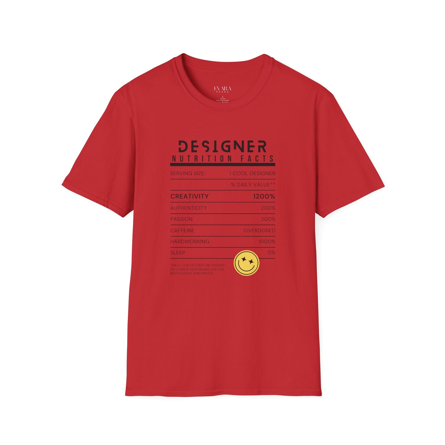 Designer Nutrition Facts Unisex T-Shirt - Creative & Motivational Apparel