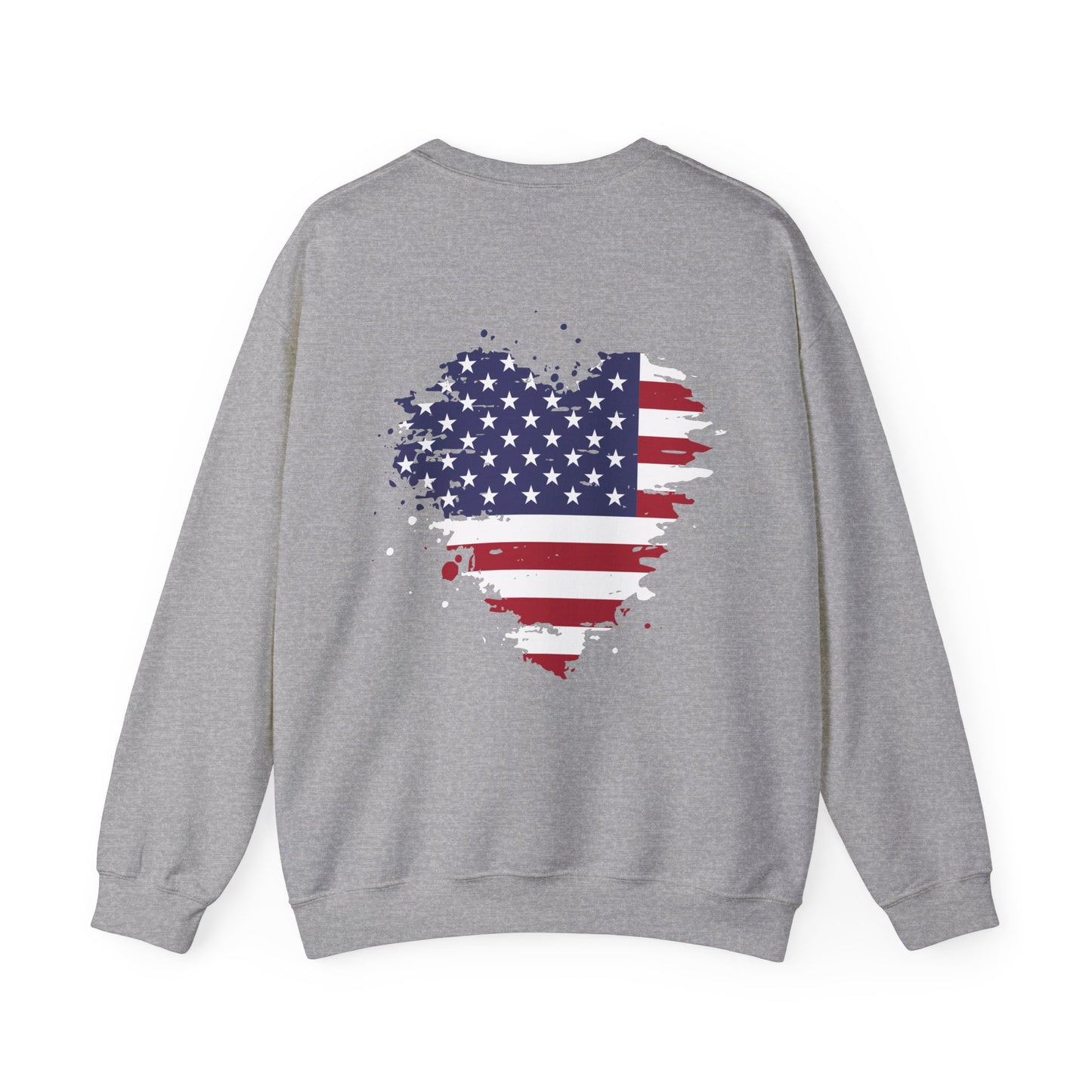 'My Heart Belongs to America' Women’s Crewneck Sweatshirt -Cityscape & American Flag Graphic