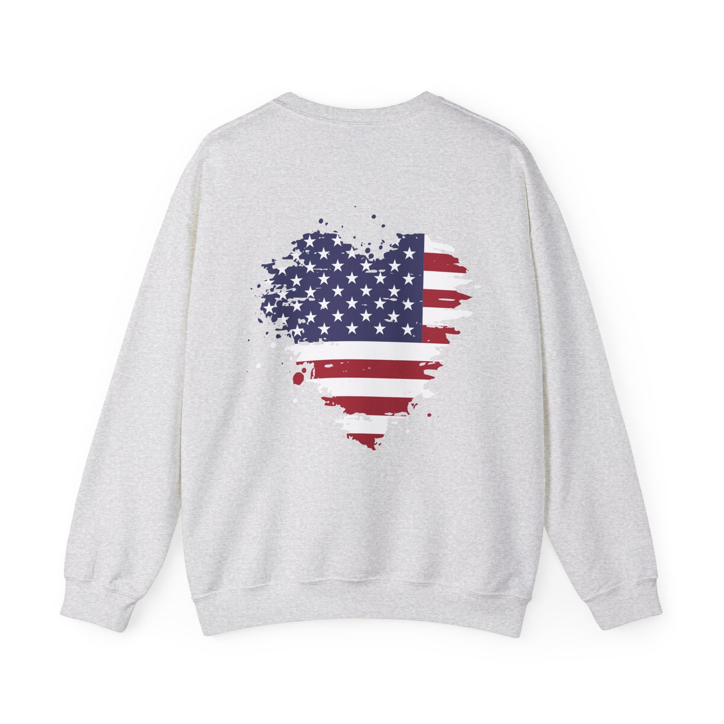 'My Heart Belongs to America' Women’s Crewneck Sweatshirt -Cityscape & American Flag Graphic