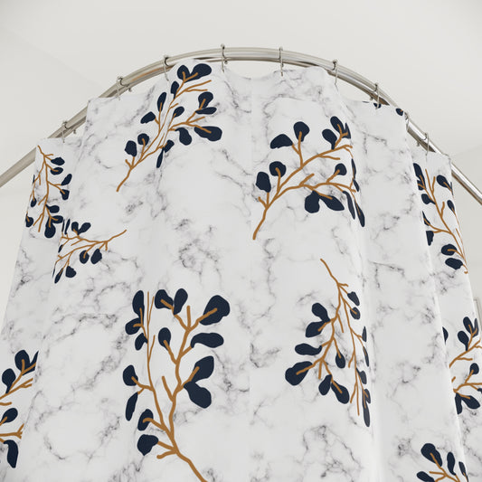 Elegant Leafy Print Shower Curtain