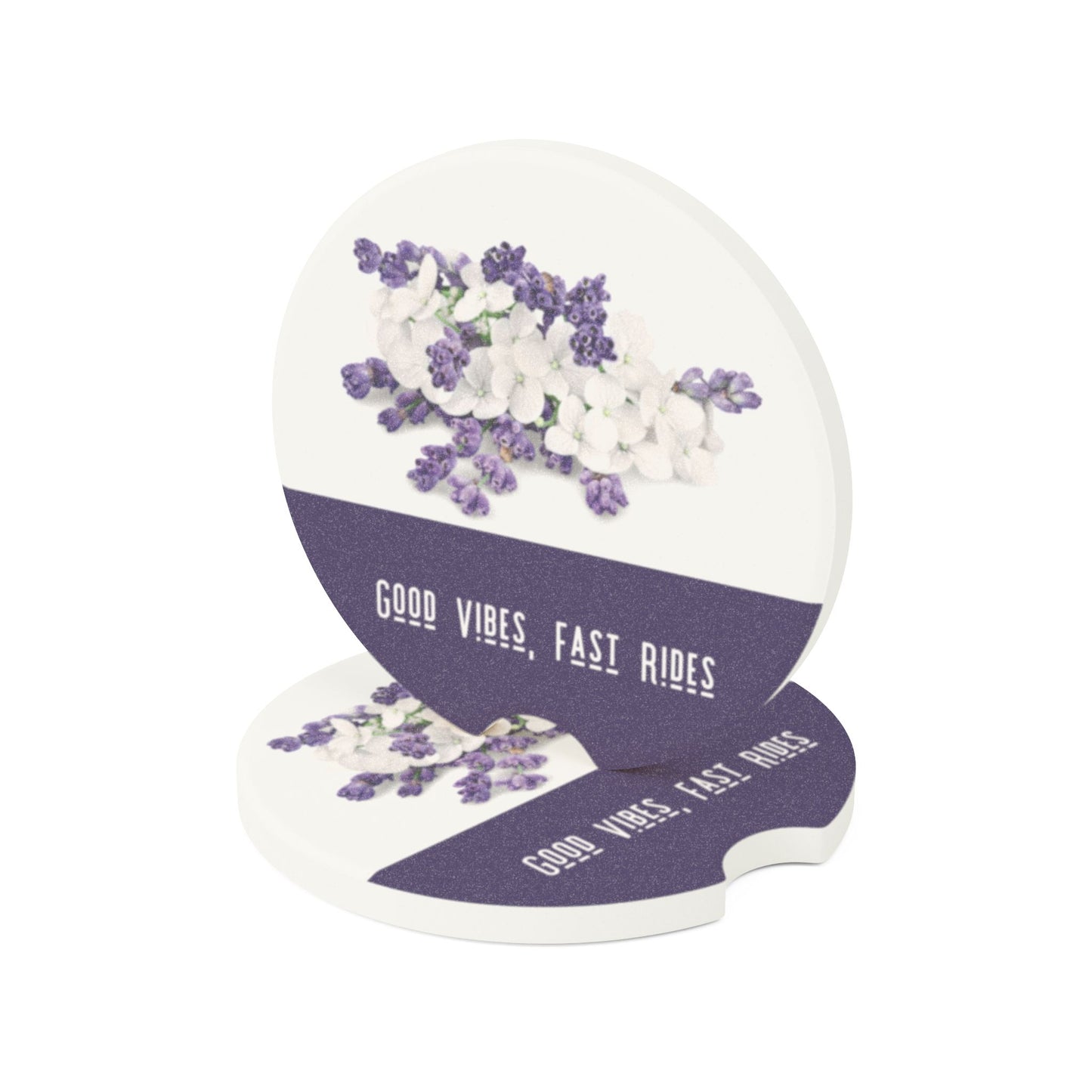 Eco-Friendly Soapstone Car Coaster (2 pcs)- Good Vibes, Fast Rides
