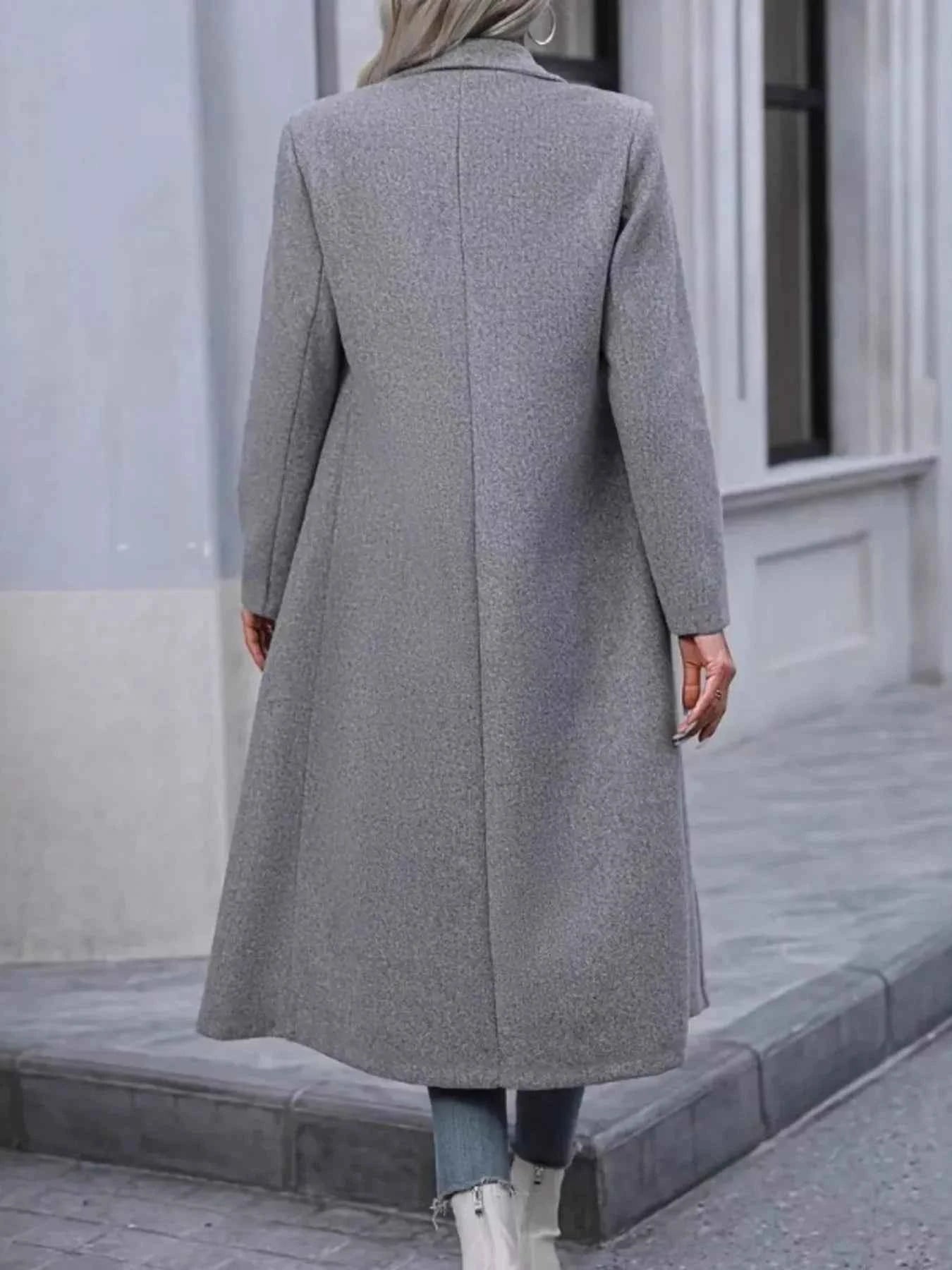 Double-Breasted Longline Overcoat- Elegant Women's Outerwear
