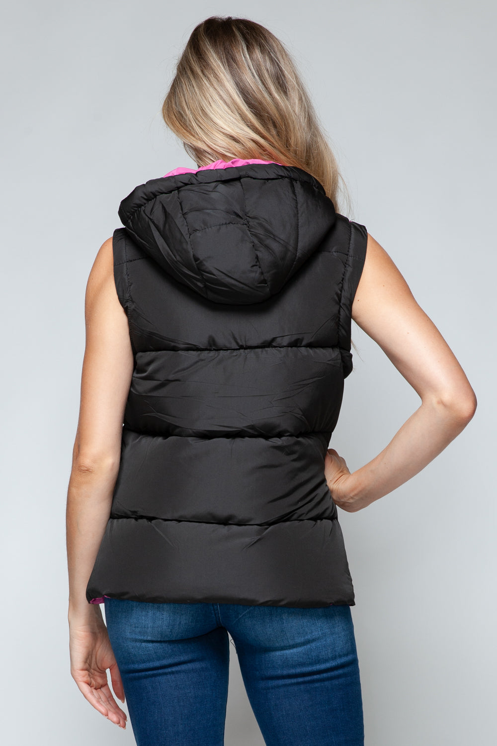 Snap and Zip Closure Hooded Vest