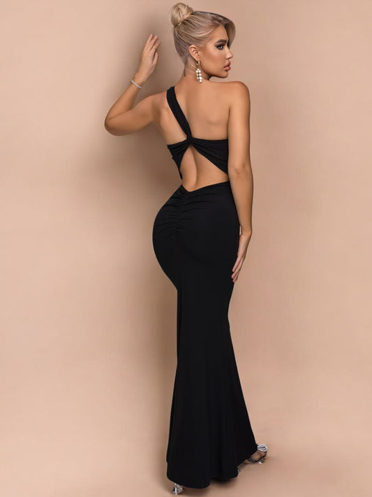 Cutout One-Shoulder Maxi Dress