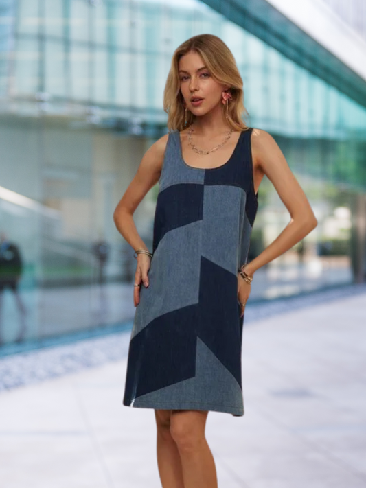 denim sleeveless  mini dress
