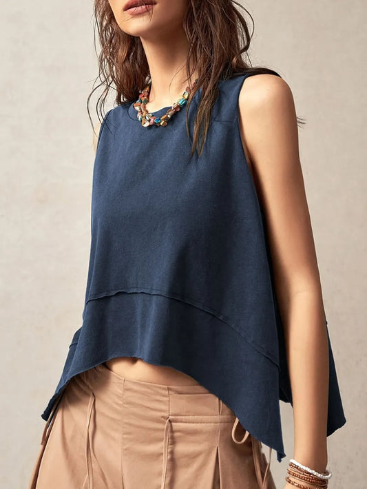 Navy blue slit top