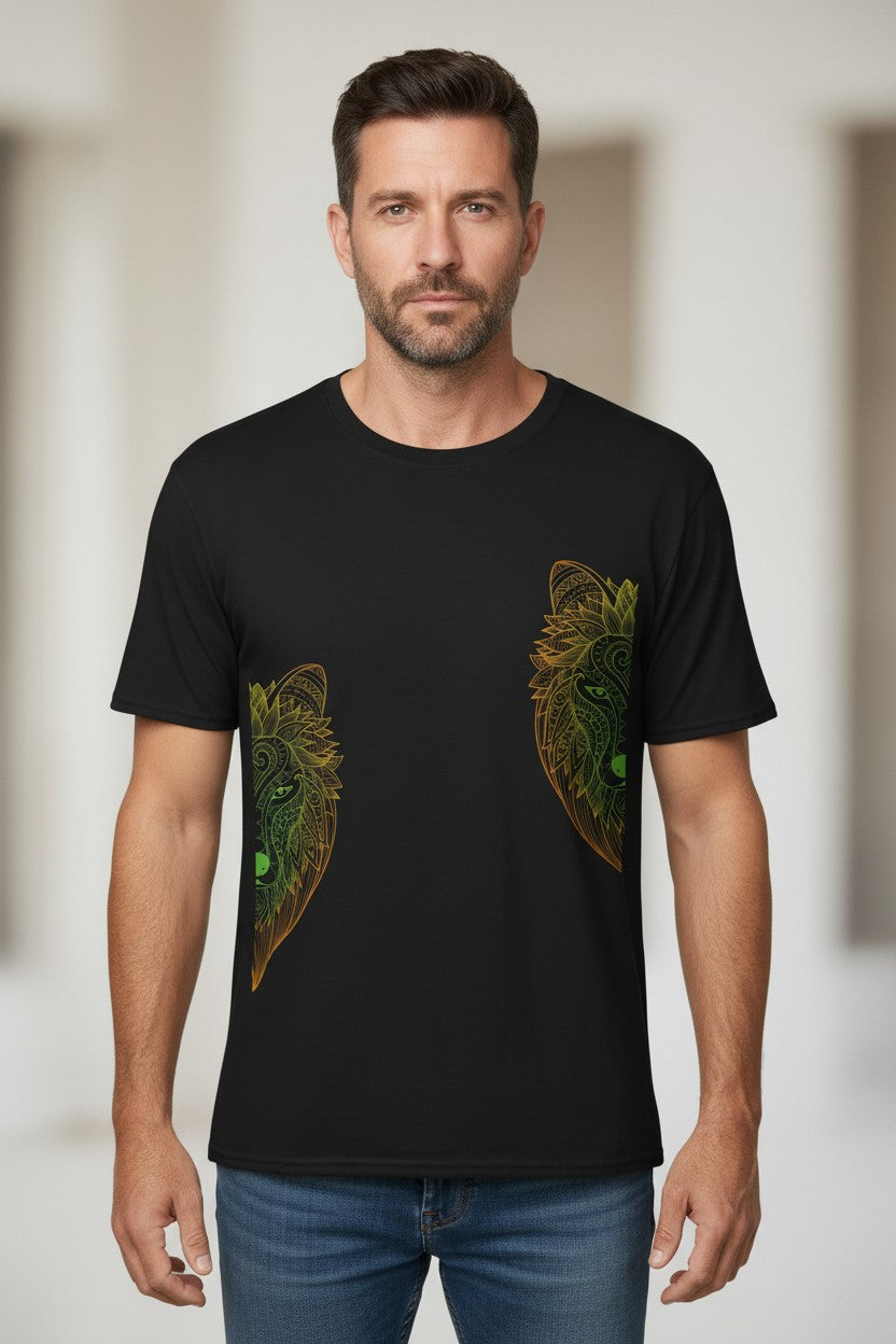 Herren T-Shirt mit Wolf-Mandala-Grafik