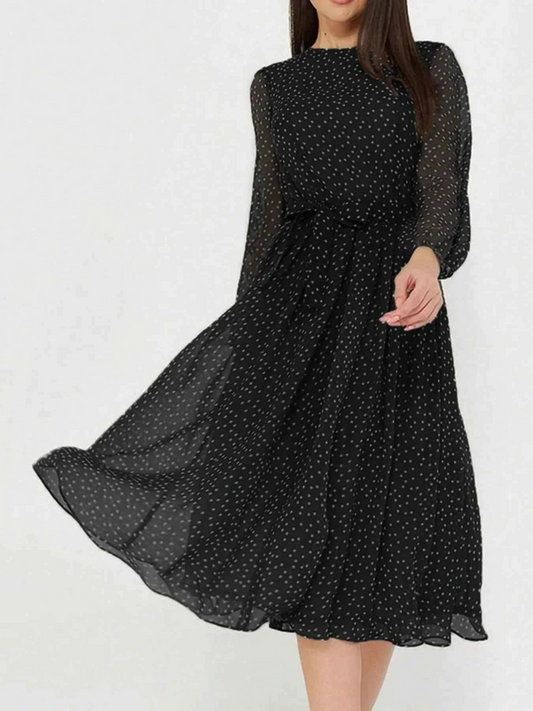 Polka Dot Long Sleeve Midi Dress