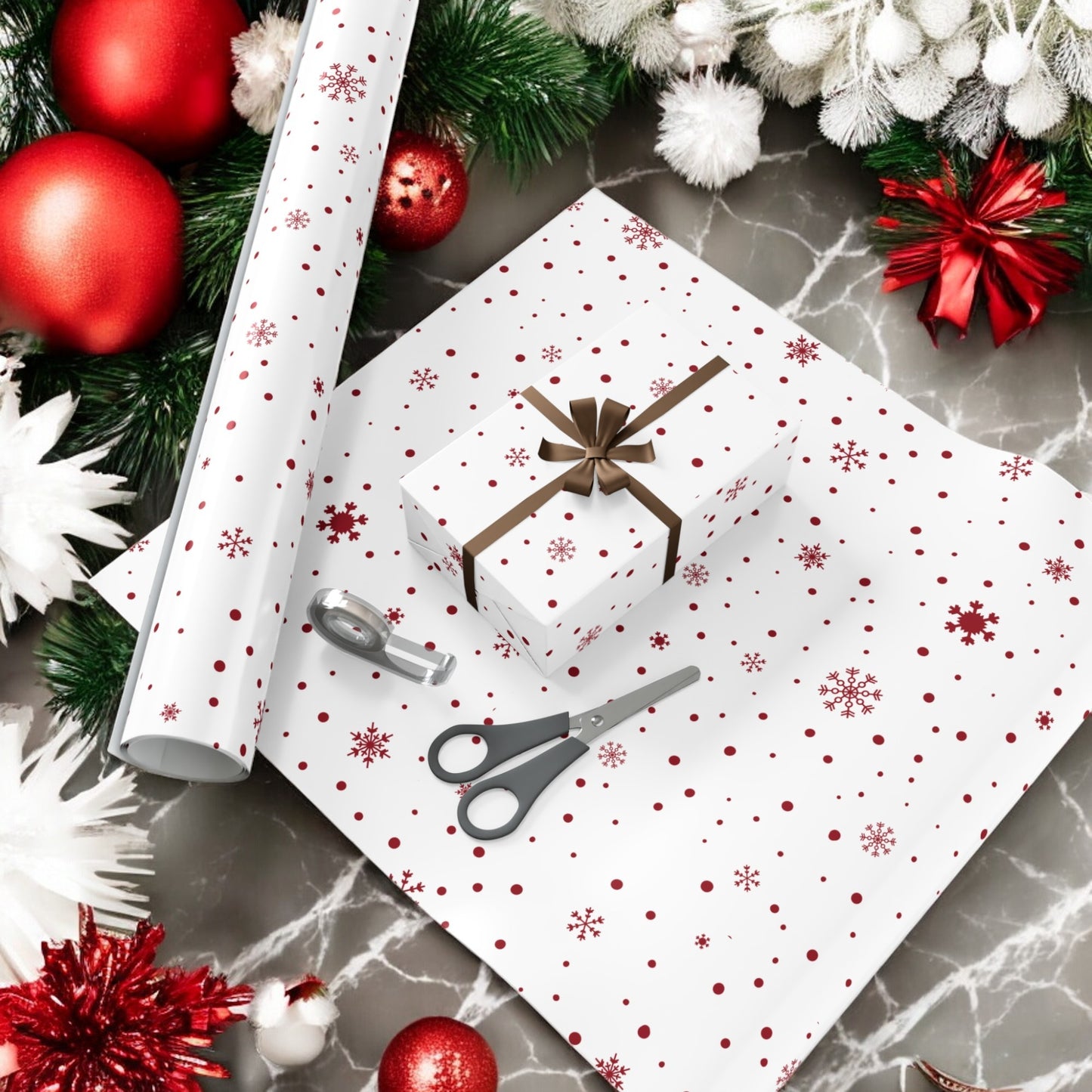 Peppermint Snowflake Gift Wrap Papers