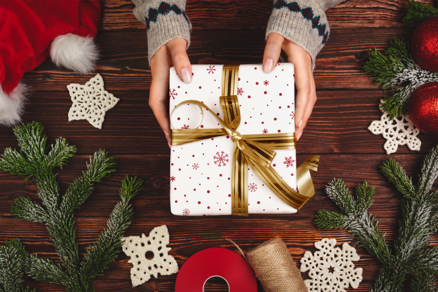 Peppermint Snowflake Gift Wrap Papers